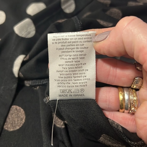 Gershon Bram Lagenlook Black with Gray Polka Dot Accent Midi Dress Size Small - Picture 9 of 11